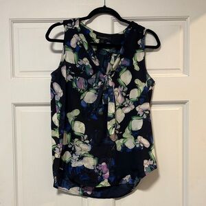 Banana Republic Floral Sleeveless Blouse - Black and Green